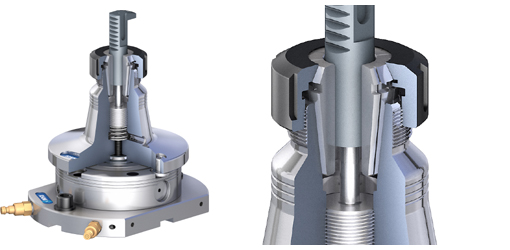 Collet chuck module for cylindrical parts